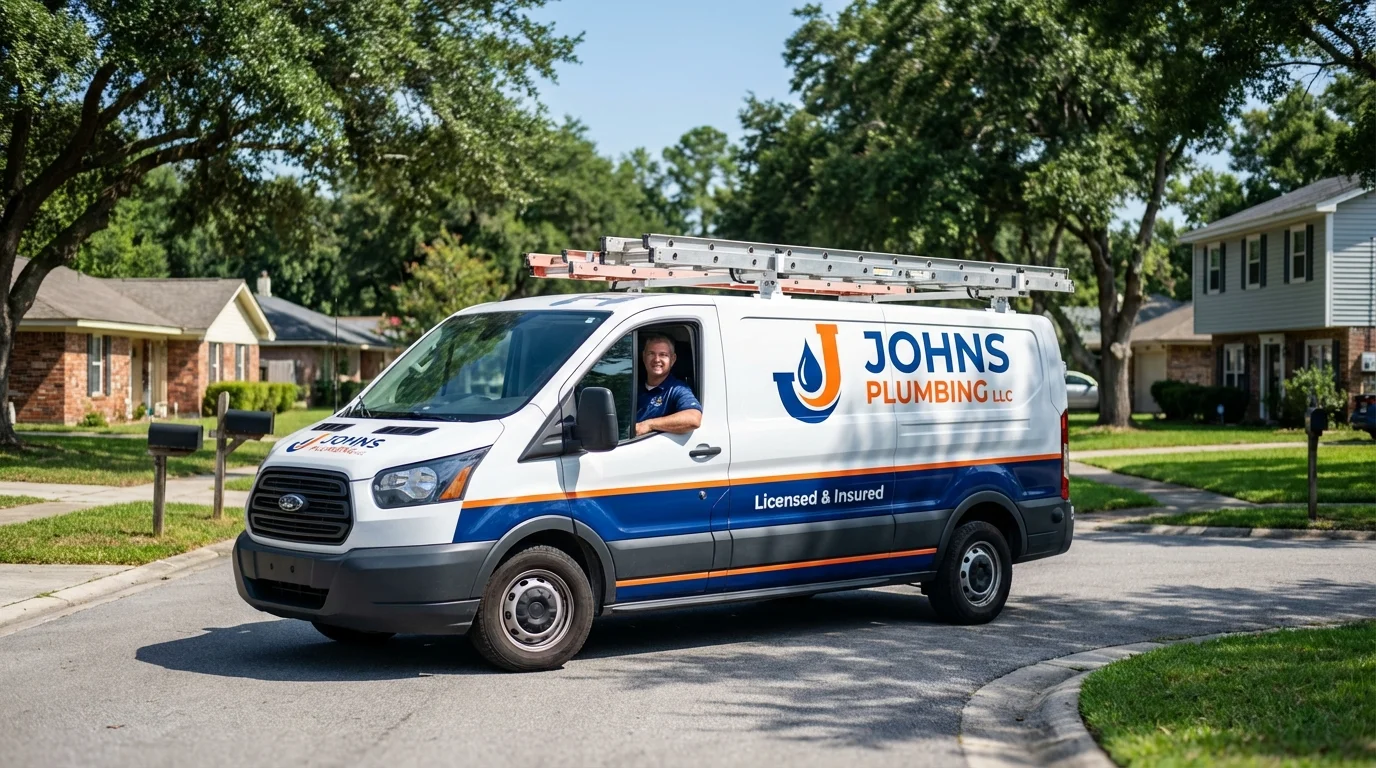 Johns Plumbing LLC service van in Boutte, LA