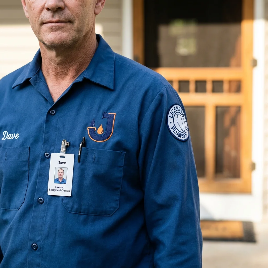 Licensed plumber showing ID badge in Boutte, LA