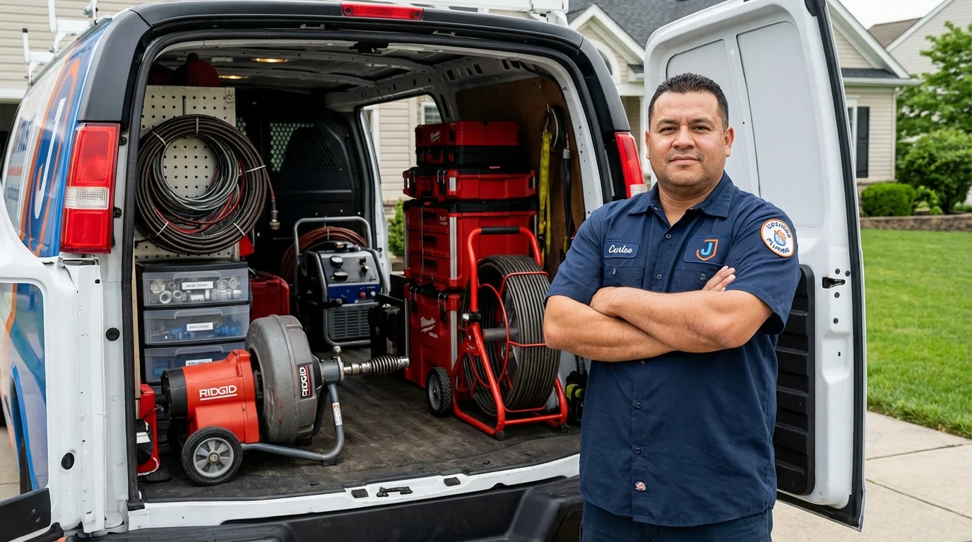 Professional drain cleaning equipment and Johns Plumbing LLC plumber in Boutte